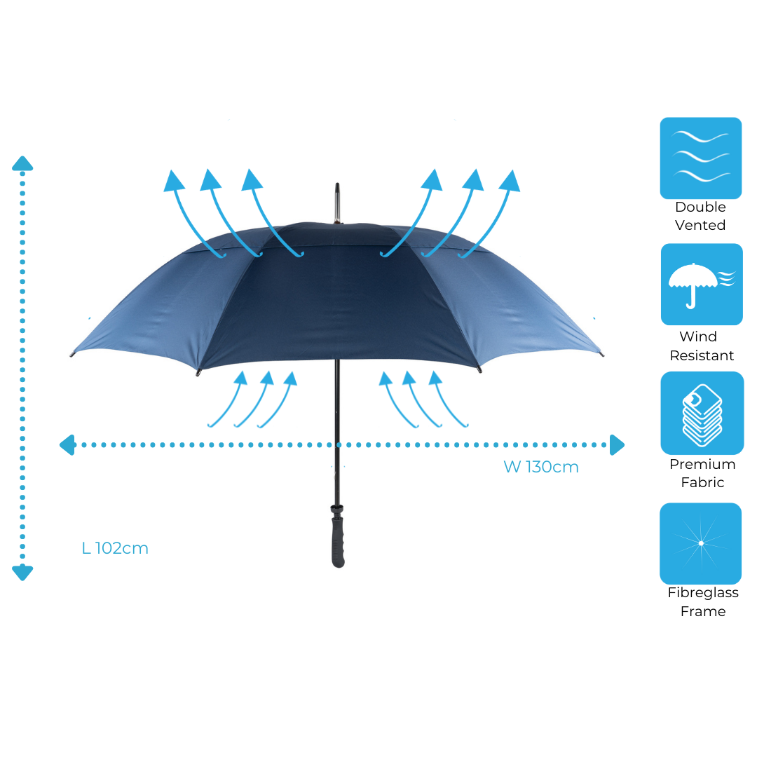 Six Pack of Navy Blue Windproof Golf Umbrellas Bulk buy golf umbrellas